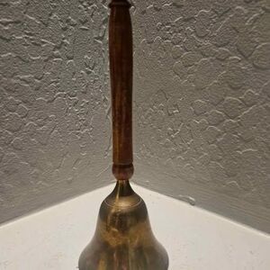 Long Wood Handled Dinner Bell School Bell 9"